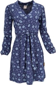 Minikleid in Wickeloptik aus Bio-Baumwolle, Bedrucktes Kleid mit Langen Ärmeln - Blau, Damen, Baumwolle(Bio), Größe: M