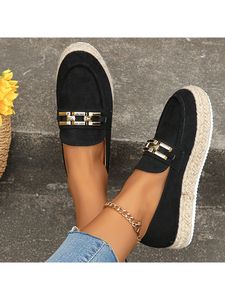 Damen Slipper Lässige Freizeitschuhe Loafers Plattform Rutschfeste Klassische Schuhe Schwarz,Größe EU 42,5