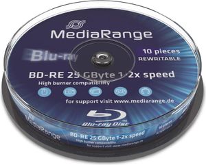 MediaRange Bluray 25GB 10pcs BD-RE Spindel 2x