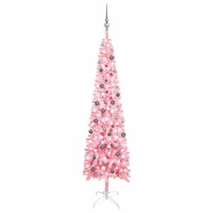 Schlanker Weihnachtsbaum mit LEDs & Kugeln Rosa 240 cm, Zeitloses modernes Design