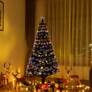 COSTWAY 150cm Künstlicher Weihnachtsbaum LED, Beleuchteter Tannenbaum mit Stern, Christbaum für Weihnachten, Grün