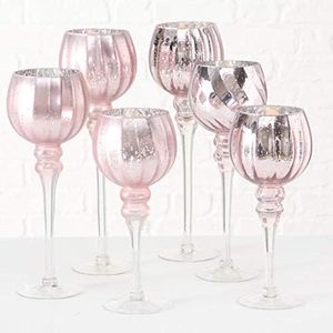 Windlicht Manou lackiert rosa matt-glänzend H 30-40 cm 3er Set Deko Glas
