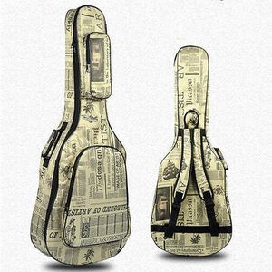Gitarrentasche Hülle für Akustikgitarren, wasserdichtes 600D-Oxford-Tuch, gepolsterte Schultergurte mit doppelten Nähten, für Klassik-Gitarren 39 40 41Zoll (Zeitungs-Style)