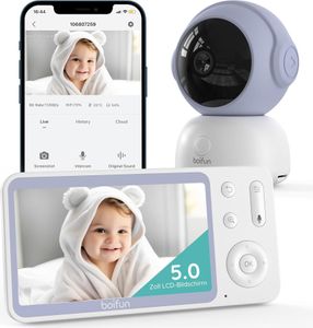 5" chůvička s 2K kamerou, video chůvička PTZ 355°, detekce pohybu a zvuku, sledování teploty a vlhkosti, mobilní sledování