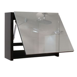 Spiegelschrank HWC-B19, Wandspiegel Badspiegel Badezimmer, aufklappbar hochglanz 48x59cm  schwarz
