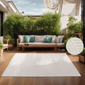 In-& Outdoorteppich Wetterfest Balkon Schlafzimmer Boho Skandi Motiv Unifarben Größe 160x230 cm