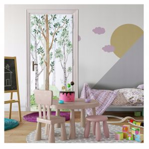 Türtapete Selbstklebend Türposter Kinderzimmer Wald - 91x211 cm einteilig - Fototapete für Tür Türaufkleber Türfolie UV-Beständig Montagefertig