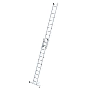 Günzburger Steigtechnik Stufen-Seilzugleiter 2-teilig mit nivello® Traverse 2x12 Stufen