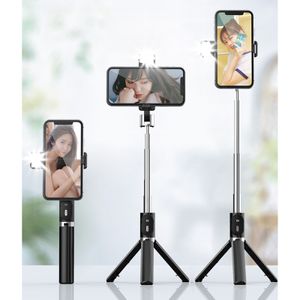 3 in1 Bluetooth Selfie Stick mit Handy Stativ Selfi Halter Stange und Fülllicht, für Smartphone
