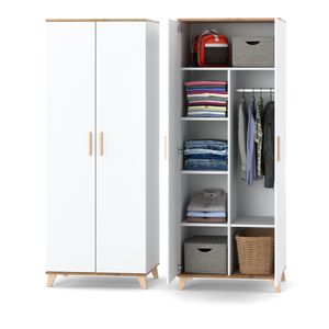 AZ team ® Szafa BIAŁA 2 Drzwi Duża Pojemna Garderoba na ubrania OSLO 80 cm Styl Skandynawski