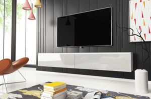 TV-Lowboard DONNA TV-Schrank Weiss matt / Weiss glanz farbe 180 cm stehend oder hängend