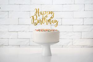 PartyDeco Cake Topper Happy - Birthday Gold