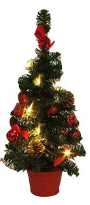 Mini Weihnachtsbaum  45 cm rot geschmückt mit LED - Beleuchtung