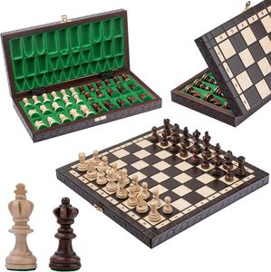 OLYMPIC 35 x 35 cm Holz-Schach-Set Turnier Stücke und Schachbrett für Kinder für Erwachsene
