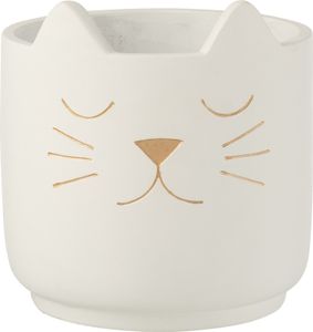 J-Line J-Line Flowerpot Cat - Cement - Biały/złoty - Duży
