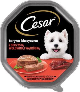 Cesar Klassik-Terrine Nassfutter für ausgewachsene Hunde mit saftigem Rindfleisch und Leber, Schale 14 x 150g