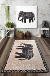 Conceptum Hypnose, Elefante- Elefante Nero DjtCHL, Bunt, Teppichläufer, 80 x 200 cm, 50% Samtgewebe / 50% Polyester