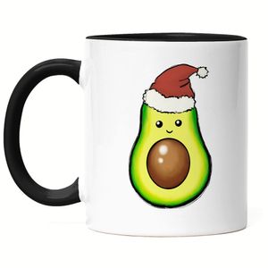 Weihnachts-Avocado Tasse Schwarz Geschenkidee Avocado-Fans Guacamole Süßes Motiv für Weihnachten für Familie Freunde