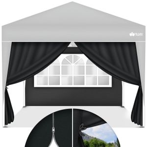 tillvex® 2X Seitenwand schwarz für Pavillon 3x3m & 3x6m | Faltpavillon Seitenteile wasserabweisend | Seitenfenster & Reißverschluss | Seitenwände für Gartenzelt Partyzelt