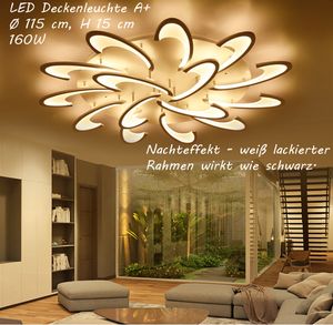 2127-15white  LED Deckenleuchte Ø 115 cm 160W  mit Fernbedienung Lichtfarbe/ Helligkeit einstellbar weiß lackierte Rahmen