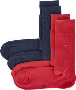 Tommy Hilfiger męskie skarpety biznesowe kilka kolorów 2 pary 371111 gładkie, Kolor:odcienie czerwieni, Rozmiar:39 - 42