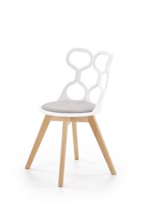 HALMAR Jedálenská stolička K308 - biela / sivá / prírodná