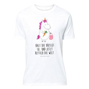 Mr. & Mrs. Panda Größe S T-Shirt Uni Einhorn Gemüse - Weiß - Geschenk, Einhörner, Einhorn Deko, Rundhals, Unicorn, Bio