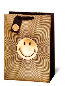 Geschenktasche - Groß Format - A4 - 36x26x14 cm - Smiley black-gold