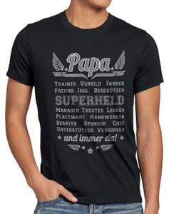 style3 Papa Vorbild Superheld und immer da! Herren T-Shirt Vater Vatertag Trainer, Größe:XXL, Farbe:Schwarz
