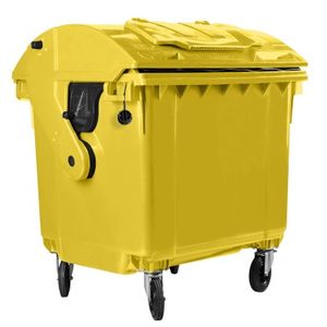Hardwex Müllcontainer 1100 l Gelb mit Runddeckel, Deckel im Deckel