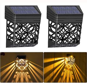 2 Stück LED Solar Wandleuchte Wasserdicht Zaunlicht Gartenleuchte Außen Solarlampe für Garten Terrasse Treppe Hof