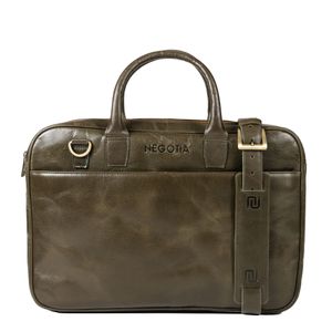 NEGOTIA Delta - taška na notebook kožená - vysokokvalitná taška cez rameno z buvolej kože - taška na notebook 15,6 palca - 1 priehradka na notebook - zelená