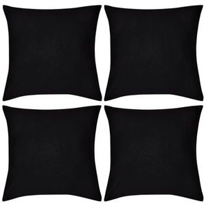 vidaXL 4 schwarze Kissenbezüge Baumwolle 50 x 50 cm