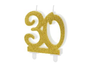 Geburtstagskerzen 30 Jahre 7.5cm, gold / glitzer