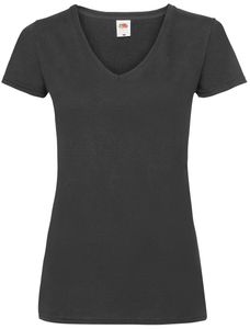 Fruit of the Loom Valueweight V-Neck T Lady-Fit Farbe: schwarz Größe: M