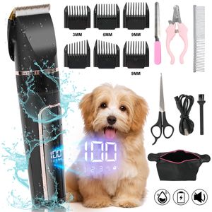7Magic Hundeschermaschine, Elektrische Hundetrimmer Schnurlosen, Leise Hundeschermaschine Dichtes Fell, LED-Display, Wasserdicht, für Hunde und Katzen, Schwarz