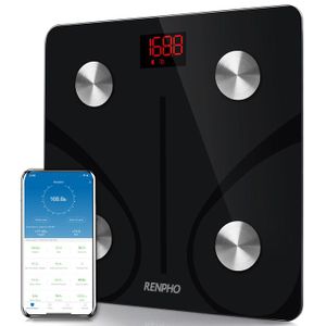 RENPHO Körperfettwaage Digital Personenwaagen Bluetooth Körperanalysewaage mit App Smart Waage für Körperfett, BMI, Muskelmasse, Protein, BMR, Schwarz