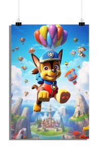 Paw Patrol Poster - Ballon Poster - Kinderzimmer Poster - Fantasie Poster - 61x91cm - Perfekt zum Einrahmen