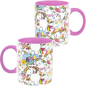 Pummel & Friends Tasse Pummeleinhorn - Pummel allover Kaffeetasse Becher Kaffeebecher aus Keramik Pink 320 ml