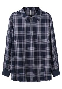sheego Damen Große Größen Tunika mit Hemdkragen und Seitenschlitzen Tunika Citywear sportlich V-Ausschnitt - gemustert