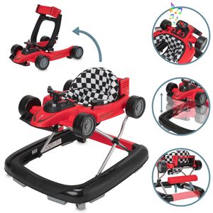 Cabino® Lauflernhilfe Racer - Verstellbar, Zusammenklappbar, Mit Spielbrett, Für Kinder ab 6 Monaten bis 12 kg - Rot