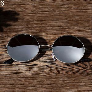 Herren Damen Runde Spiegellinsenbrille Im Freien Uv-Schutz Sonnenbrillen Brillen-Silber