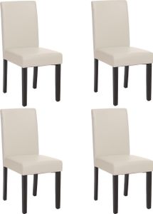 4er-Set Esszimmerstuhl Stuhl Küchenstuhl Littau  Leder, weiß dunkle Beine