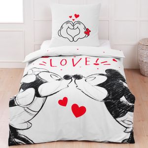 Minnie Mouse und Mickey Mouse Bettwäsche Love Renforcé / Linon