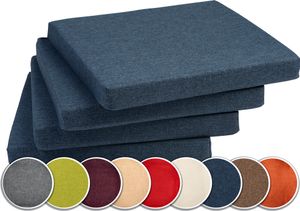 Sunnypillow 4er Set Stuhlkissen Polsterauflage Auflage für Stühle / Bänke in Haus und Garten Sitzkissen Sitzauflage Gartenkissen viele Farben zur Auswahl 40 x 40 x 5 cm Blau