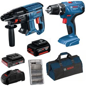 Bosch 18V-Set: GSR 18V-21 + GBH 18V-21 + GAL 1880 CV + AC-Set 0615990M0P