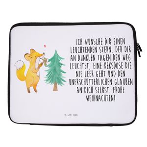 Mr. & Mrs. Panda 33 x 42 Notebook Tasche Fuchs  Weihnachtsbaum - Weiß - Geschenk, Winter, Weihnachten, Wintermotiv, Computertasche, Weihnachtstage, Weihnachtszeit, Laptop