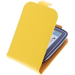 foto-kontor Tasche kompatibel mit Abbott Freestyle Libre 2 Hülle gelb Klapphülle Flip Style Cover Schutzhülle Case Blickschutz Privatsphäre