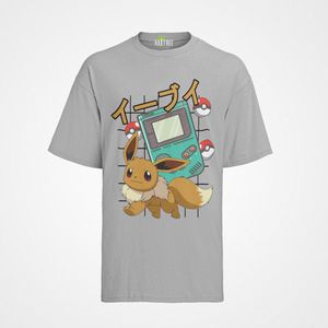 Męska koszulka z bawełny organicznej anime Evolie evolutions streetwear Eevee Evoli Monster Pokeball