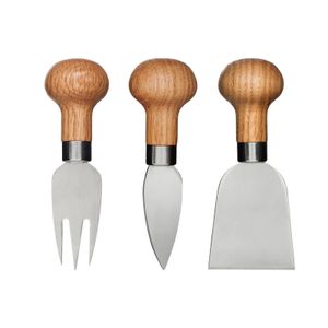 Käseschneider Käsemesser zum Käseplatte anrichten Edelstahl & Eichenholz 3er Set